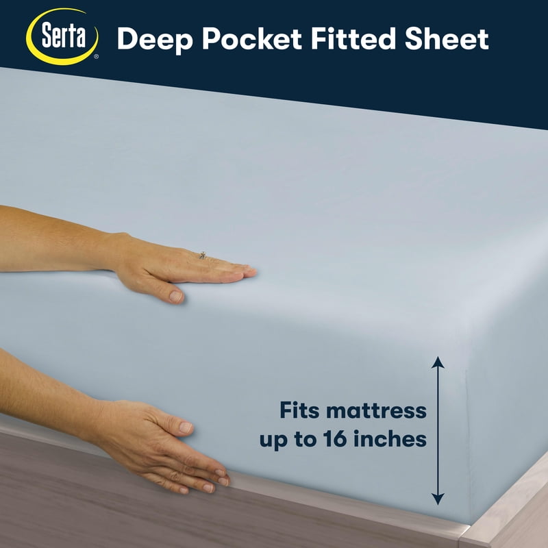 Serta So Cool Full Sheet Set - Angel Falls, Moisture-Wicking 300 Thread Count Cotton Blend, Sleep Cooler