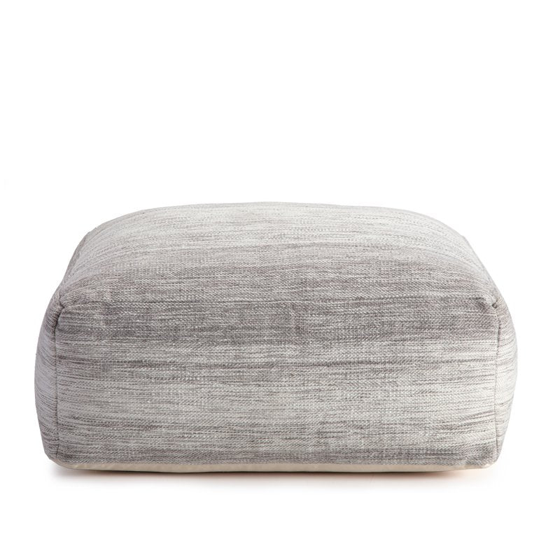 Anji Mountain Cotton Polyester Square Poufs - Gray & Ivory Handmade Ottoman