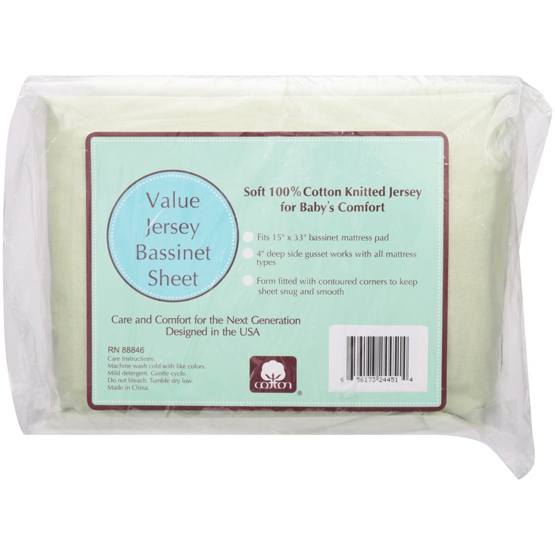 Yellow Fitted Bassinet Sheet 15x33 Inches - 2 Pack Cotton Jersey Knit Baby Bedding