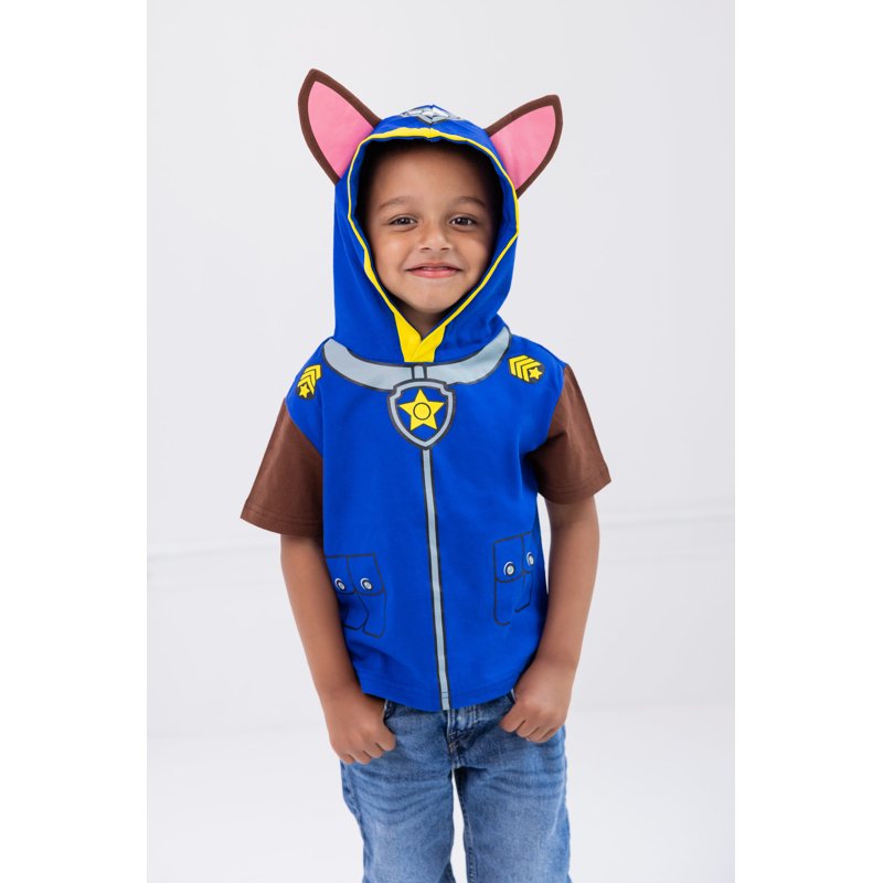Paw Patrol Kids Hooded T-Shirt Chase Royal Blue - Cosplay Costume Tee with 3D Ears
