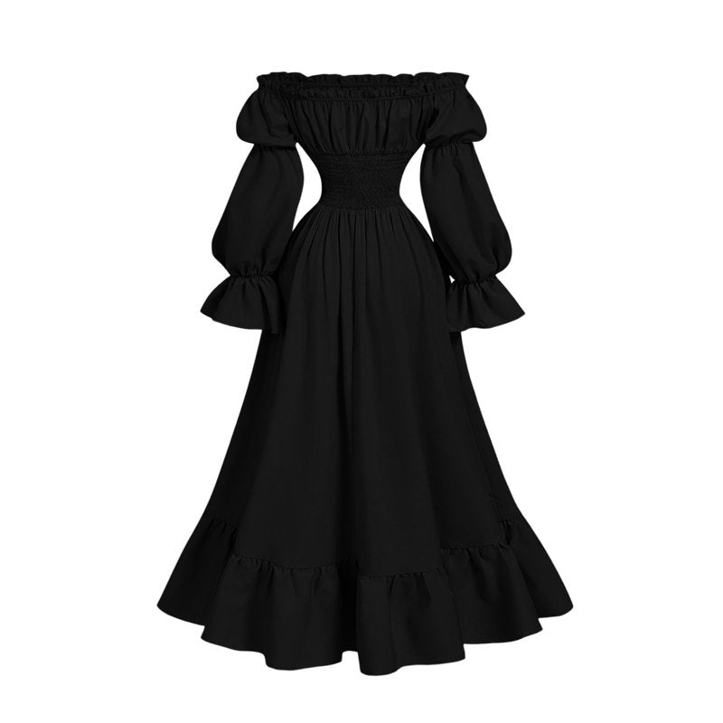 Ladies Gothic Corset Maxi Dress BB-Black S Halloween Victorian Long Dress
