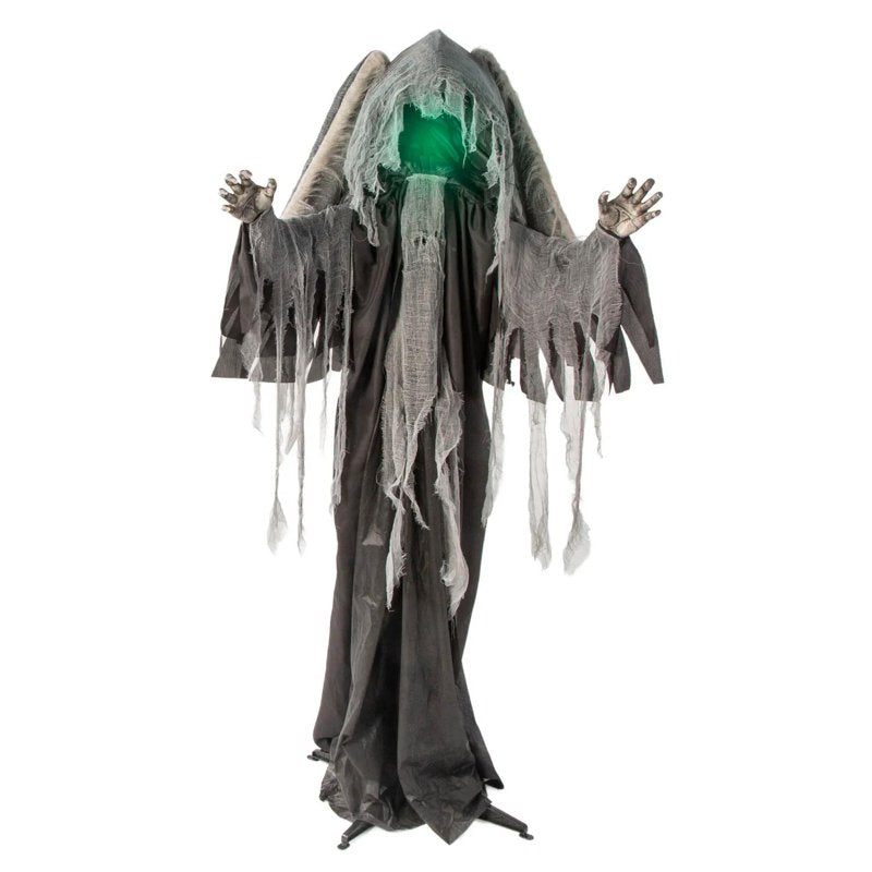 5 Ft Reaper Halloween Decoration with Animated Wings and Hooded Robe