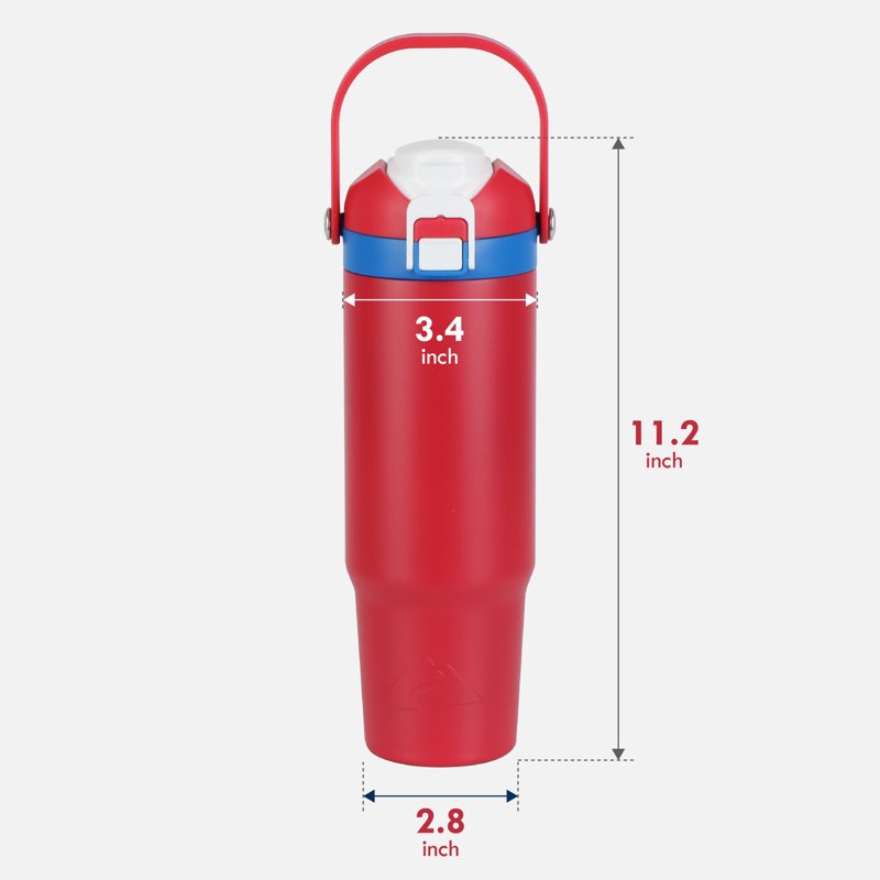 30 oz Stainless Steel Insulated Tumbler with Dual Lid - Red