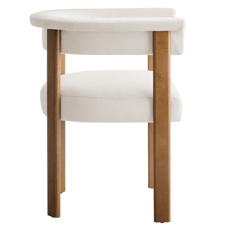 Performance Velvet Barrel Dining Chairs Set of 2 - White