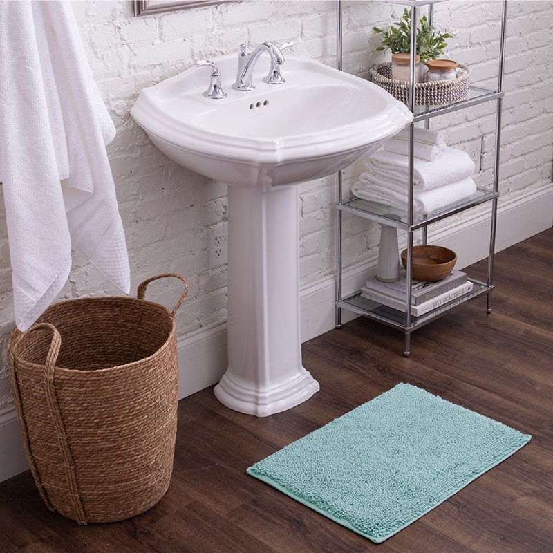 Cotton Bath Mat Non-Slip Washable 1' 9" x 2' 10" Glacier - Plush Cotton Rug
