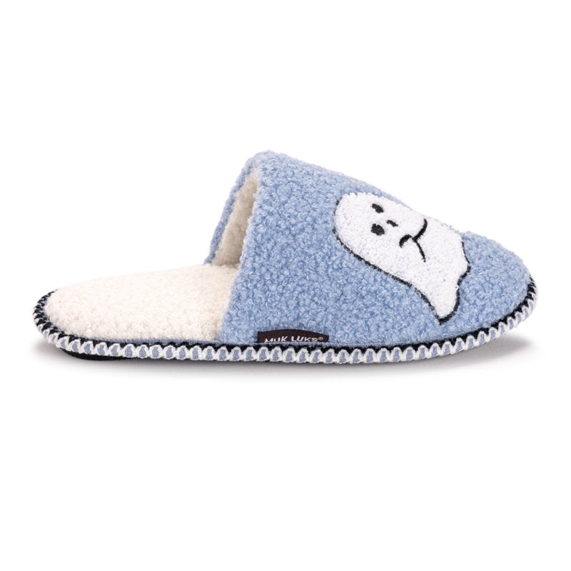 Women's Punch Needle Slippers - Ghost Dogwalker, S (5-6) Halloween Novelty Shoes