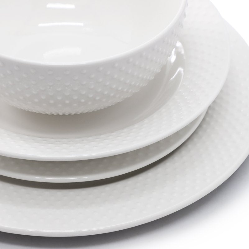 16-Piece Hobnail Double Bowl Porcelain Dinnerware Set - Kim