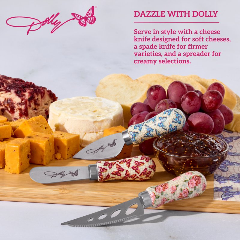 3-Piece Assorted Cheese Knife Set with Colorful Handles