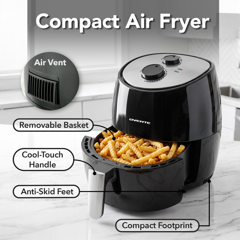3.2 Qt Compact Air Fryer - 1300W Oil-Less Electric Cooker with Timer