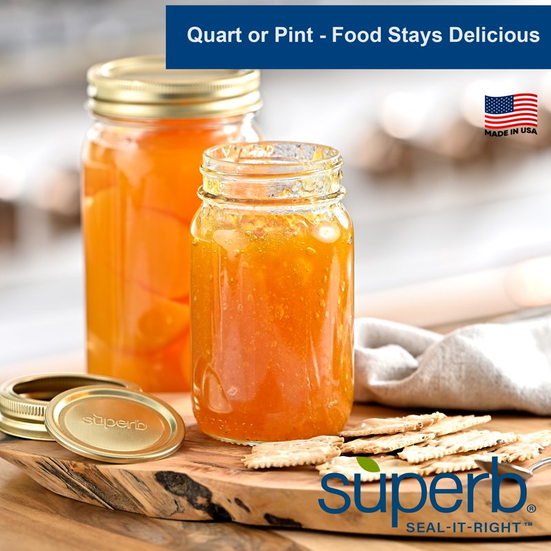 Wide Mouth Mason Jar Lids and Rings - 72 Pack for Canning