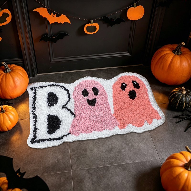 Halloween Ghost Doormat Plush Ghost Shape Rug 23.62x15.75in Cozy Indoor Welcome Mat - Variation of THIS listing