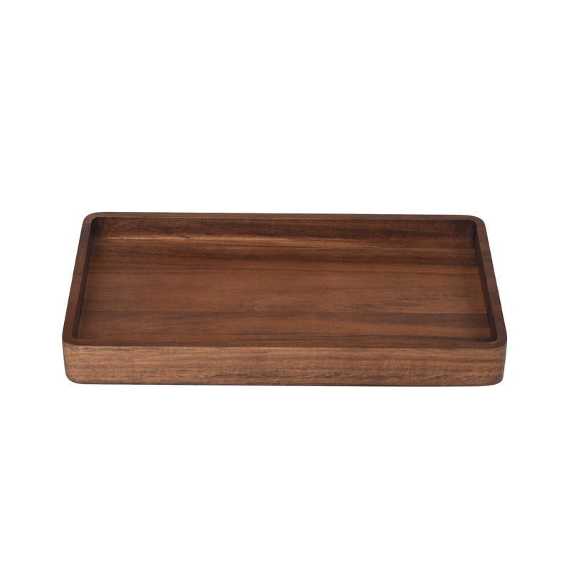 Acacia Wood and Glass Bathroom Accessories Set - Soap Dispenser Toothbrush Holder Tray