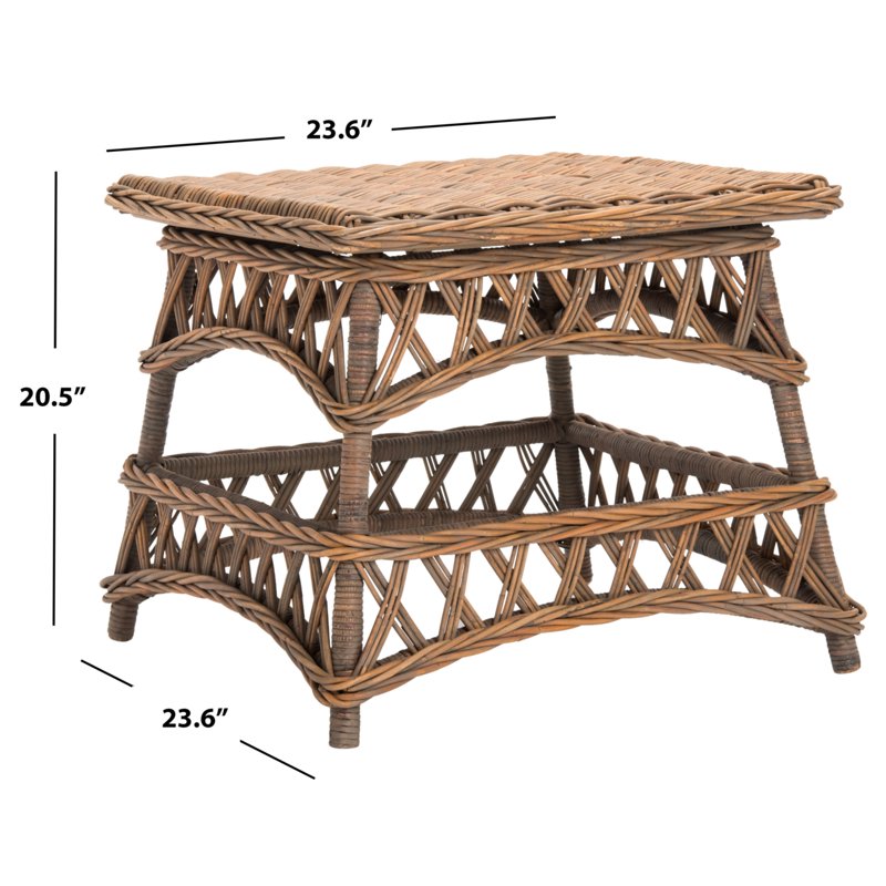 Woven Rattan Accent Table - Natural Finish, 23.6"