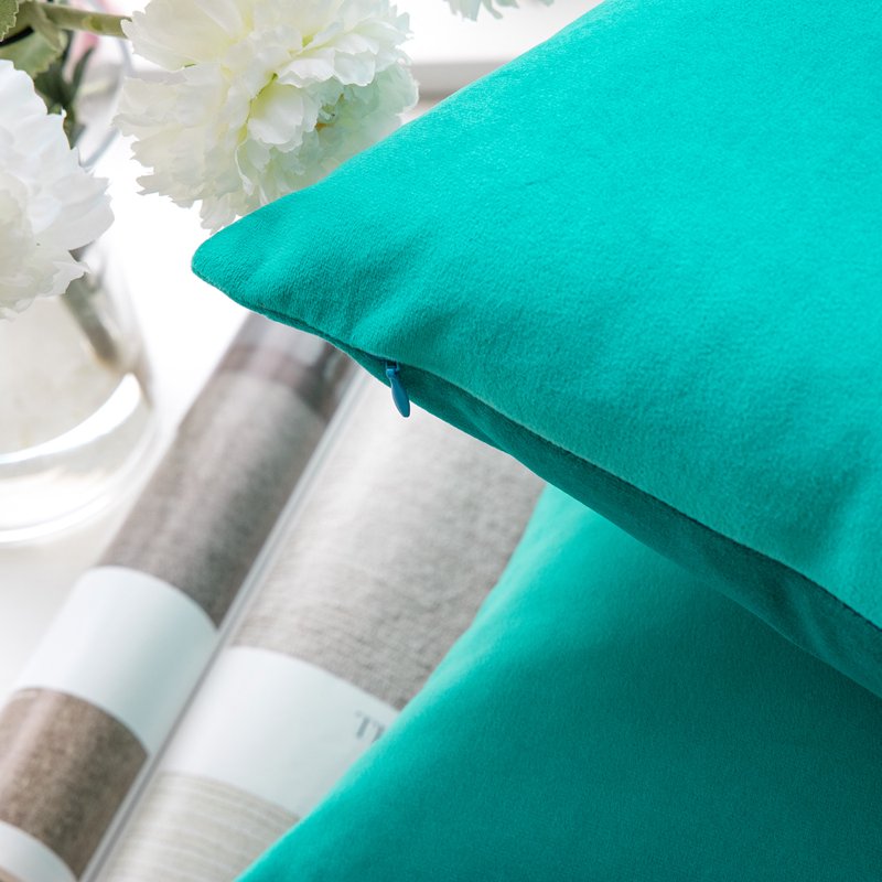 18x18 Inch Velvet Decorative Throw Pillow Set - Turquoise, 2 Pack
