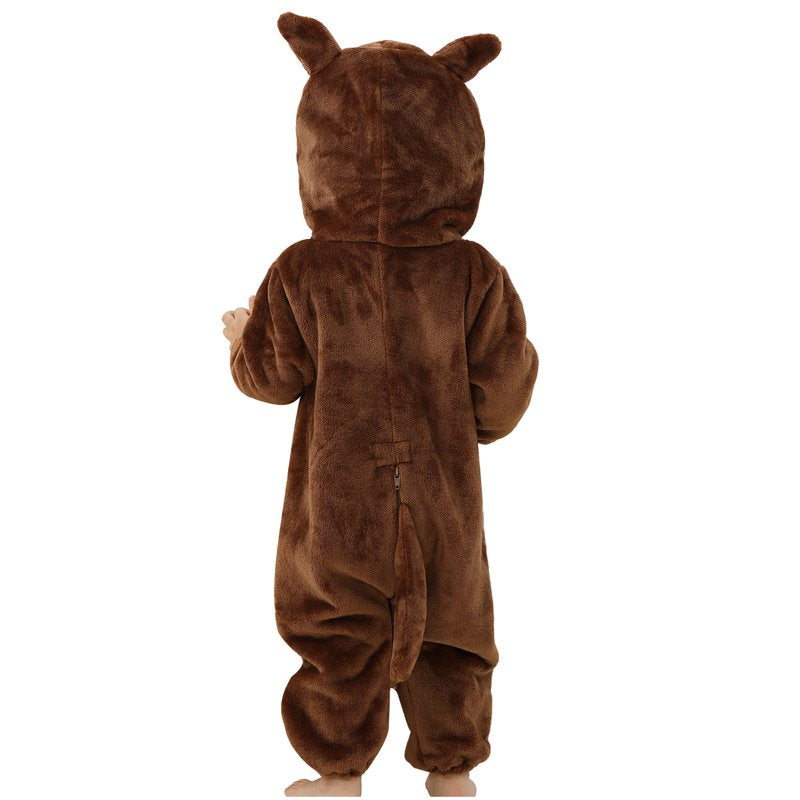 Unisex Flannel Romper for Toddler Boys Girls Brown 6-12 Months Q Variation