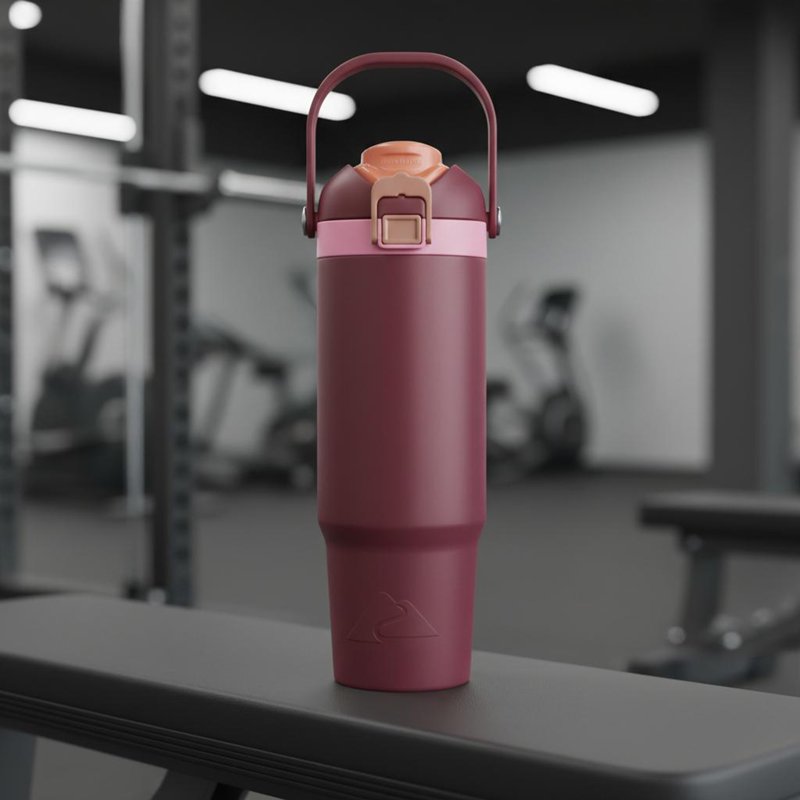 30oz Vacuum-Insulated Stainless Steel Tumbler with Dual Lids - Rose