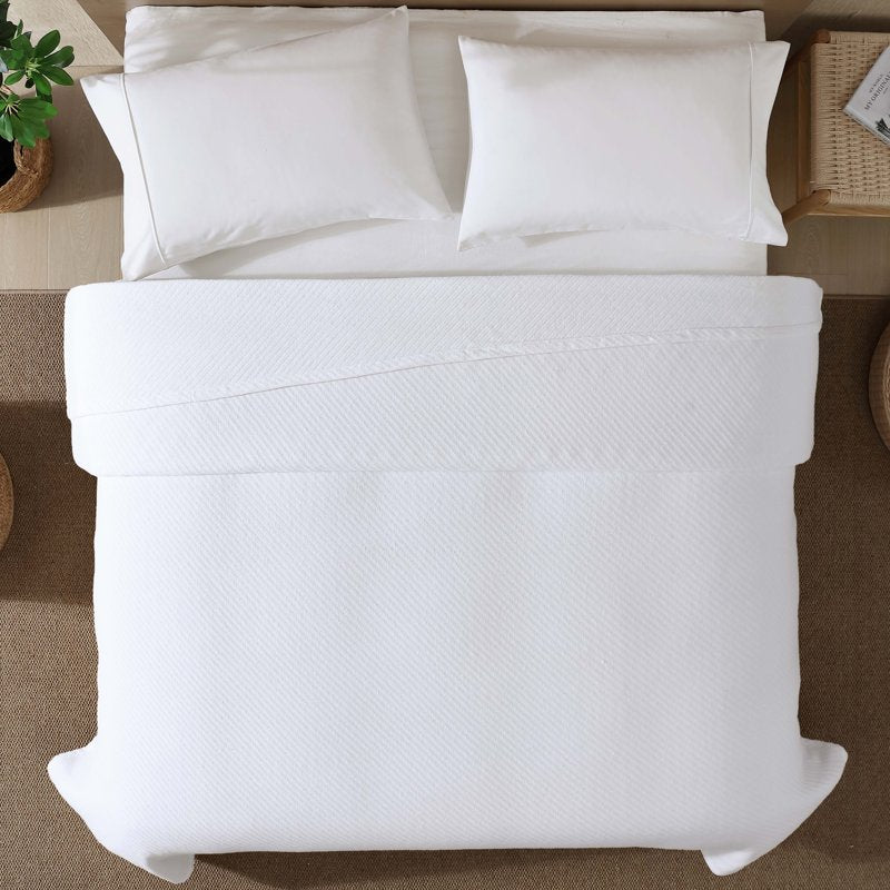GOTS Organic Cotton Blanket Full/Queen - White, Eco-Friendly & Soft