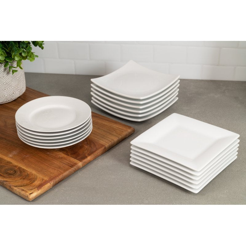 Ceramic Appetizer Plates - Set of 6, 6" Round White
