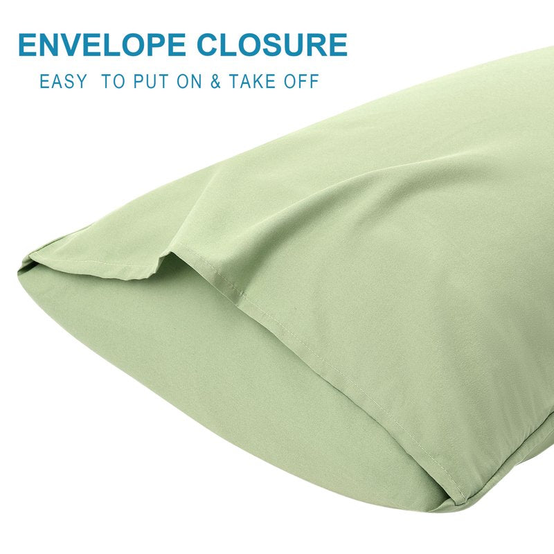 Microfiber Body Pillow Cover 20x54 Sage - 2 Pack, Breathable & Soft Bedding