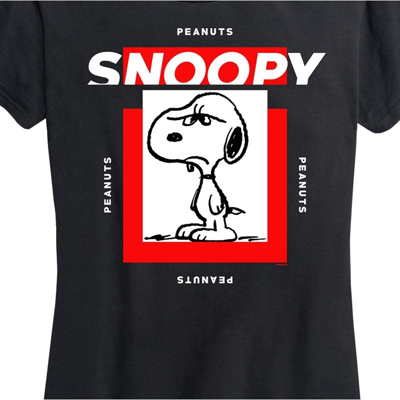 Peanuts Snoopy Women's Short Sleeve Graphic T-Shirt Mood Black 3X