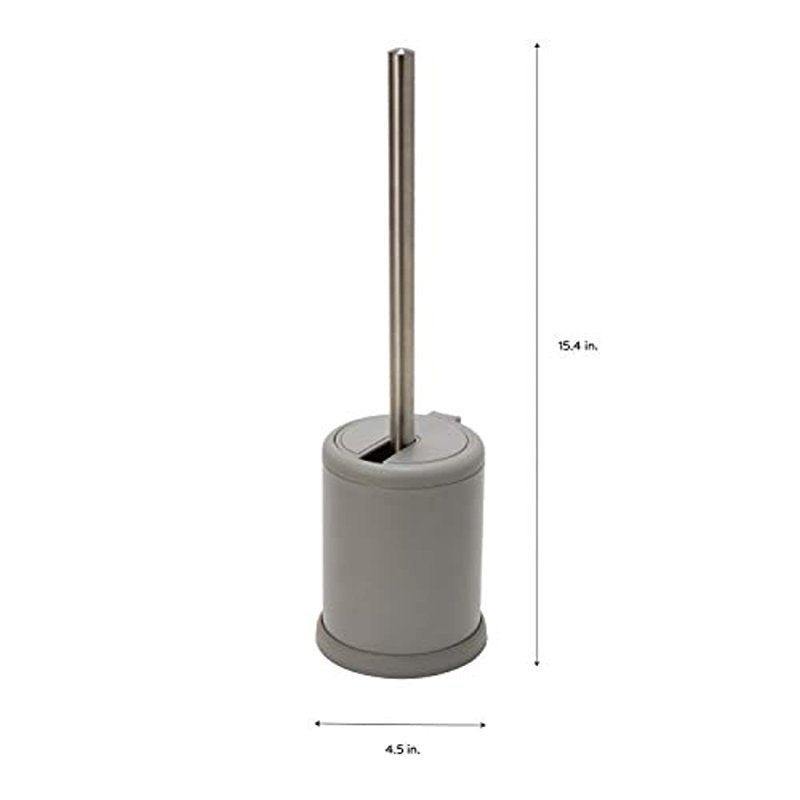 Self-Closing Toilet Brush and Holder Set - Grey Bathroom Accessory