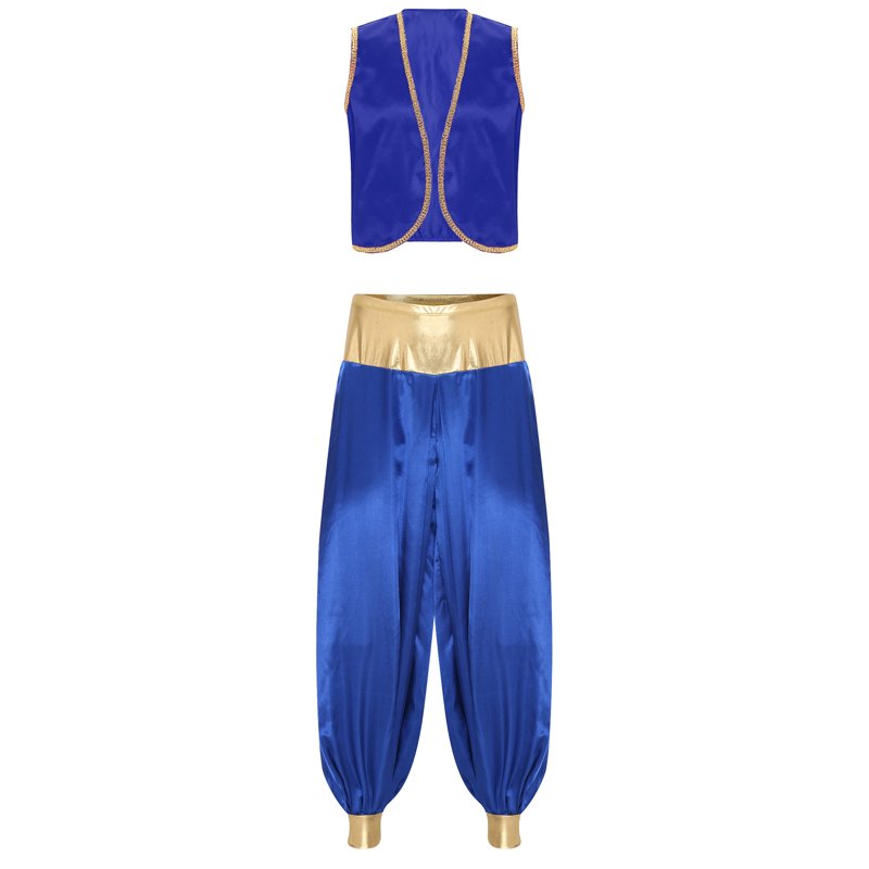 Arabian Prince Costume Open Front Vest & Pants Set - Royal Blue, Size S