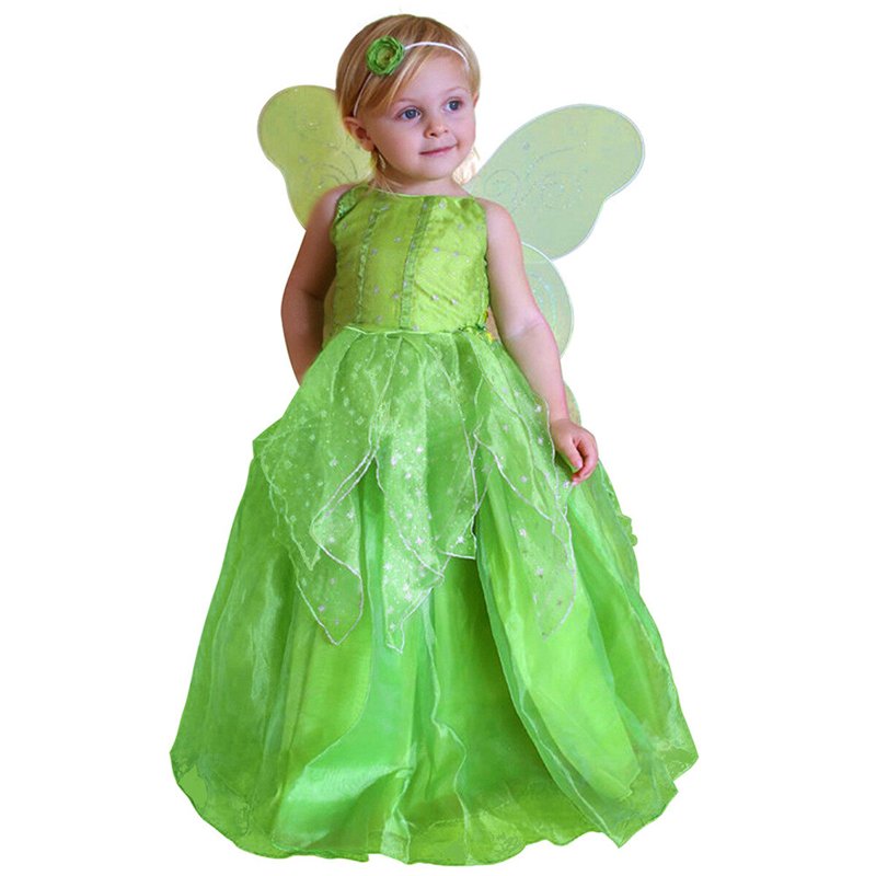Girls Princess Fairy Costume Dress with Accessories 3T-4T Green Sparkly Tulle Skirt