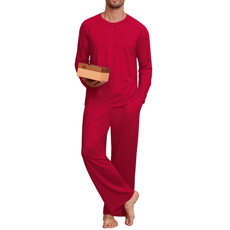 Men's XL Red Couple Pajama Set - Soft Matching Sleepwear with Pockets