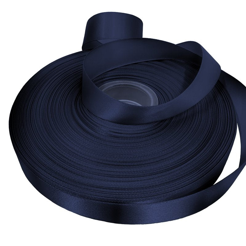 Navy Blue Double Faced Satin Ribbon - 7/8" x 100 Yards - Gwen Studios