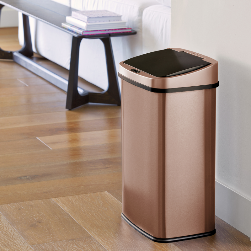 Automatic Kitchen Trash Can - 13.2 Gallon Rosegold Stainless Steel, Motion Sensor, Soft Close Lid