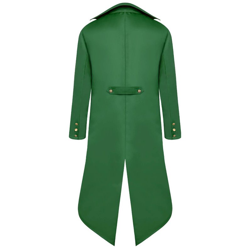 Men's Steampunk Pirate Coat - Medieval Renaissance Tailcoat, XXXL, Green