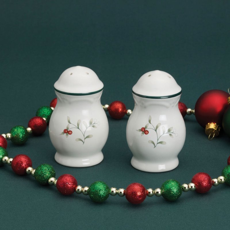 Winterberry Stoneware Salt and Pepper Set - Holiday Design
