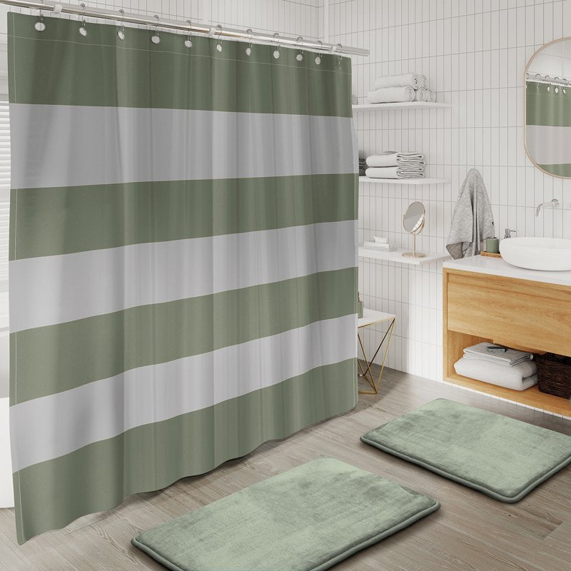 Lammaloe Sage Green Bathroom Accessories Set - Complete 28-Piece with Shower Curtain & Rugs