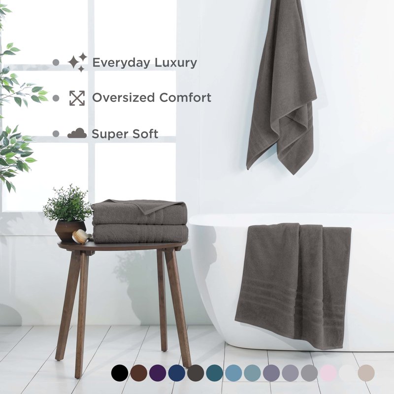 Extra Large Cotton Bath Sheet Set with Eiffel Tower Design - 33 x 65 Inches, 2-Pack