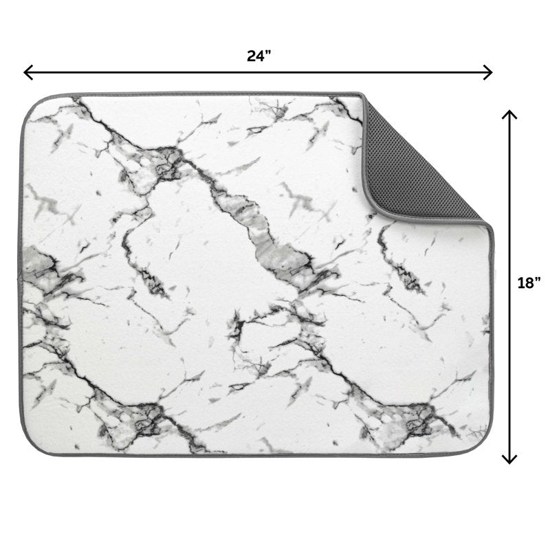 Microfiber Dish Drying Mat - 18 in x 24 in - Marble Print - Single