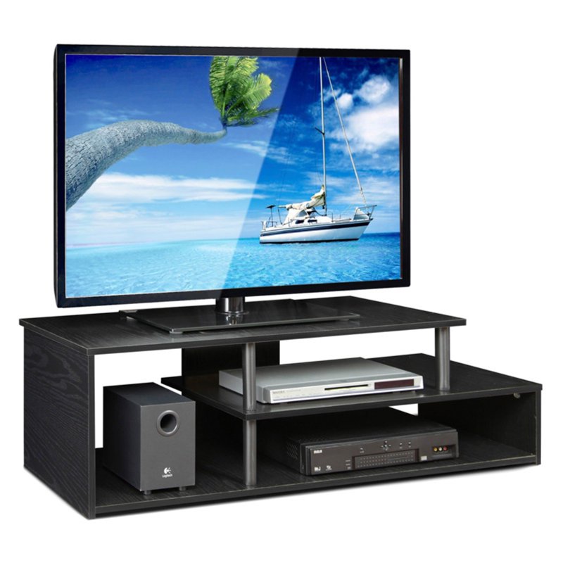 Low-Rise TV Stand with Open Shelves - Black, 44" TV Capacity