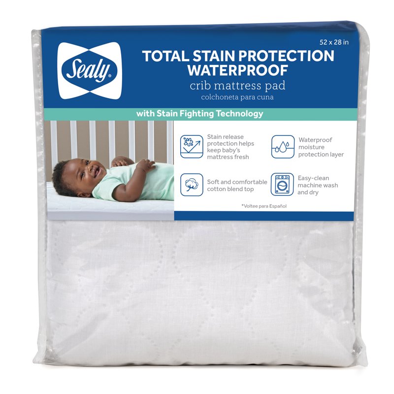 (4 Pack) Waterproof Crib Mattress Pad Cover - Stain & Moisture Protection, Hypoallergenic, Fits 52x28 Inches, SecureStay Fit