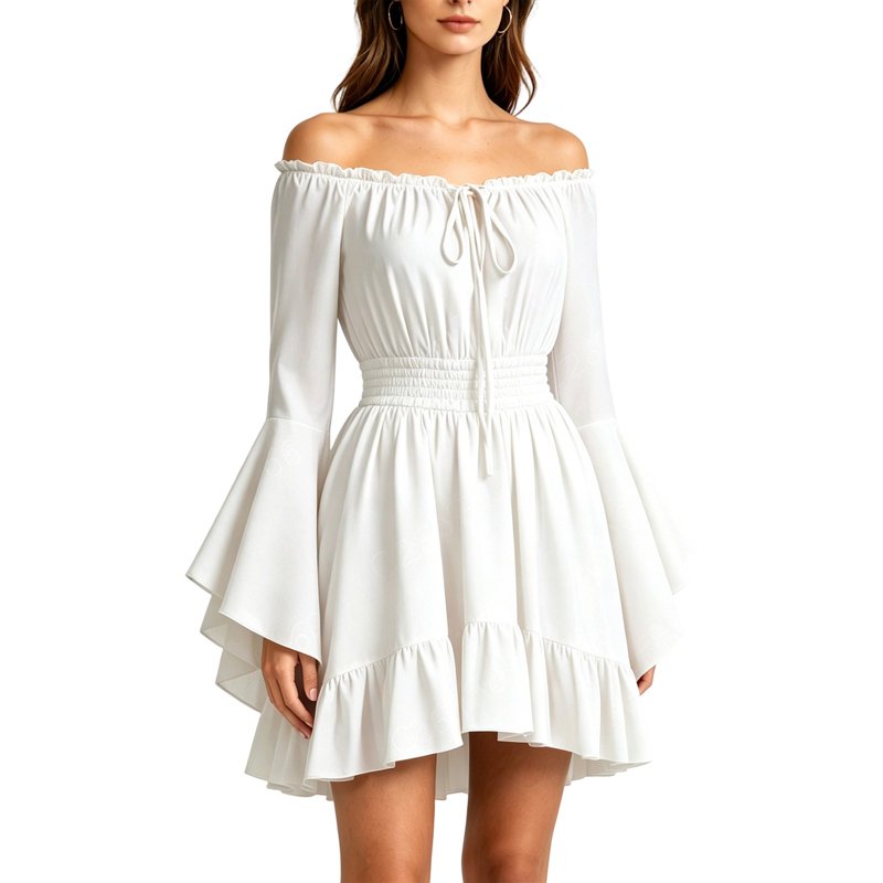 Women's Gothic Pirate Off Shoulder Mini Dress S - White Halloween Costume