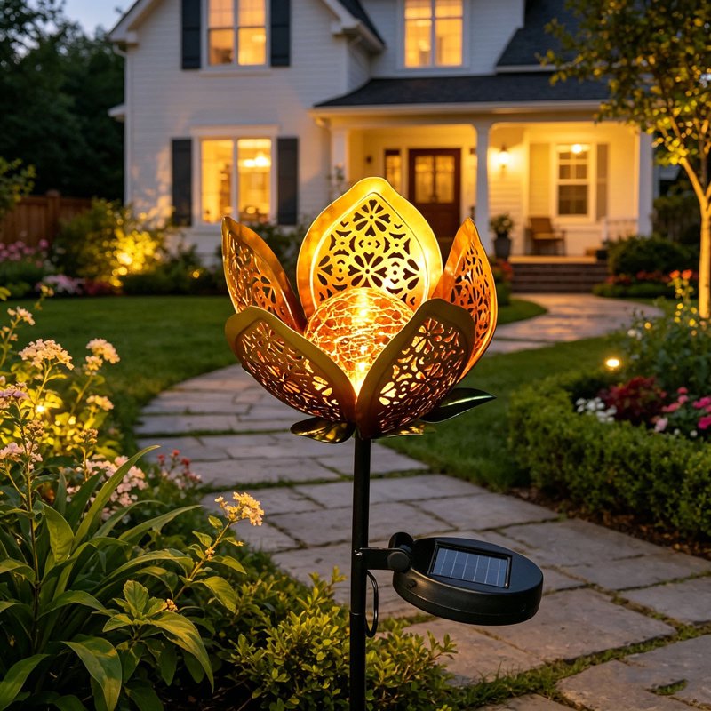 Solar Garden Lights I - Metal Waterproof Outdoor Stake Decorative LED Light
