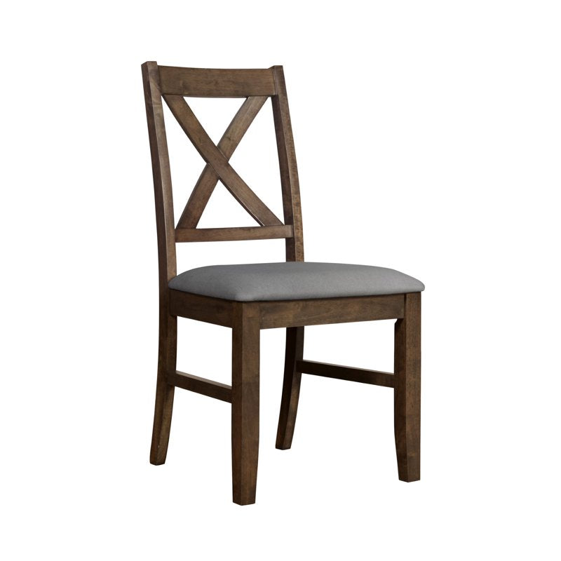 Dining Chair Set of 4 - Brown/Gray X-Back Upholstered Design