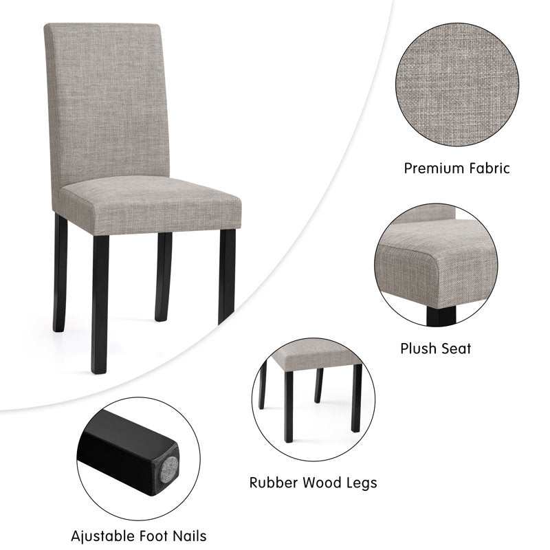 Linen Dining Chairs Set of 4 - Upholstered Fabric, Light Gray
