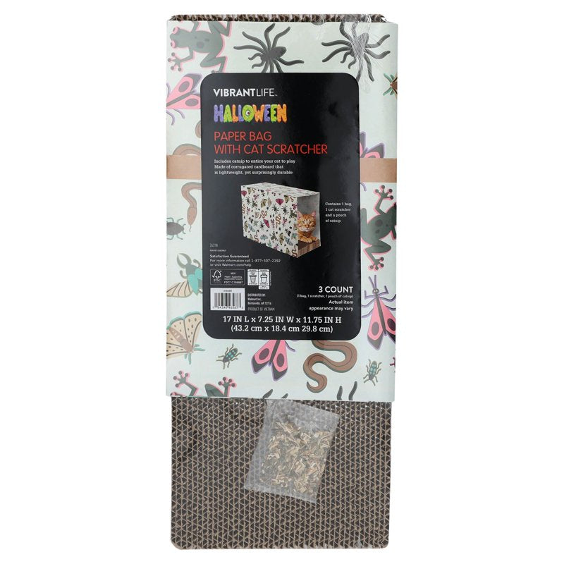 Halloween Cat Scratcher Paper Bag with Catnip - Multicolor