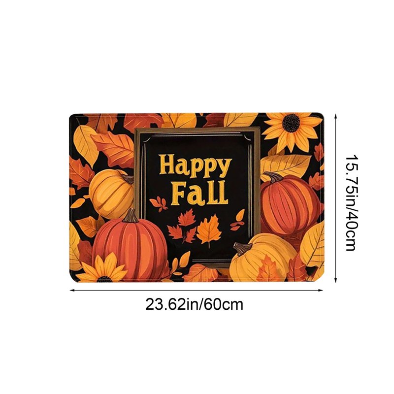 Fall Pumpkin Maple Leaf Doormat - Thanksgiving Halloween Non-Slip Floor Rug, Washable Entryway Decor (Variation C)