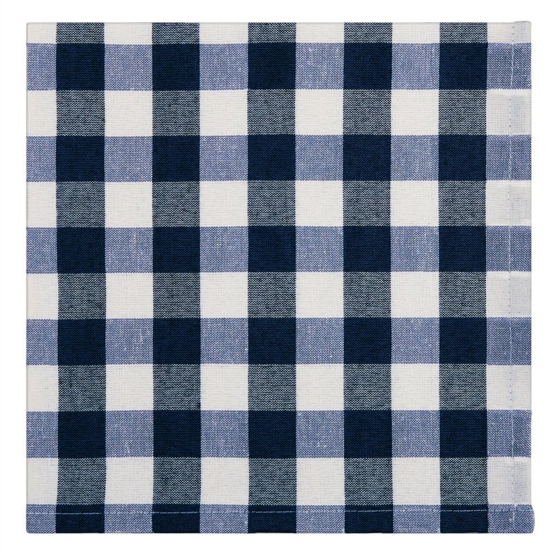 Buffalo Check Dinner Table Napkins - Navy - Set of 4