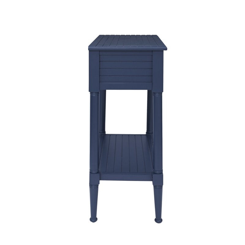 Navy Blue Accent Side Table with Drawer and Shelf - 30.25" Tall