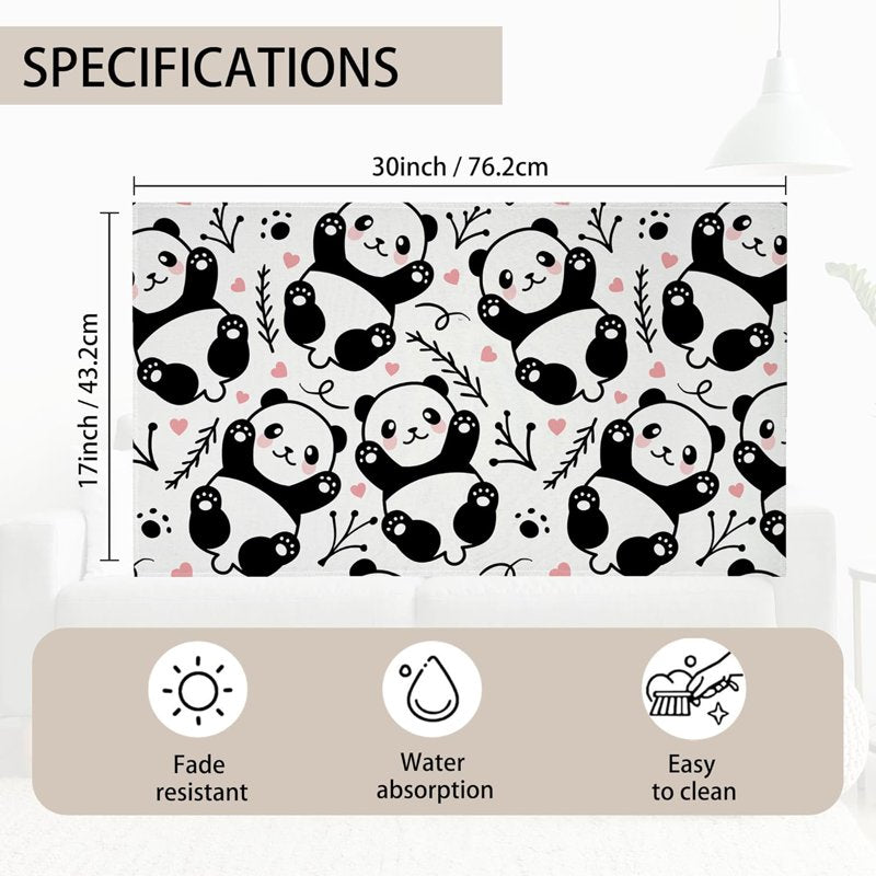 17 x 30 Inch Panda Doormat Entrance Rug - Non Slip Water Absorption Welcome Mat