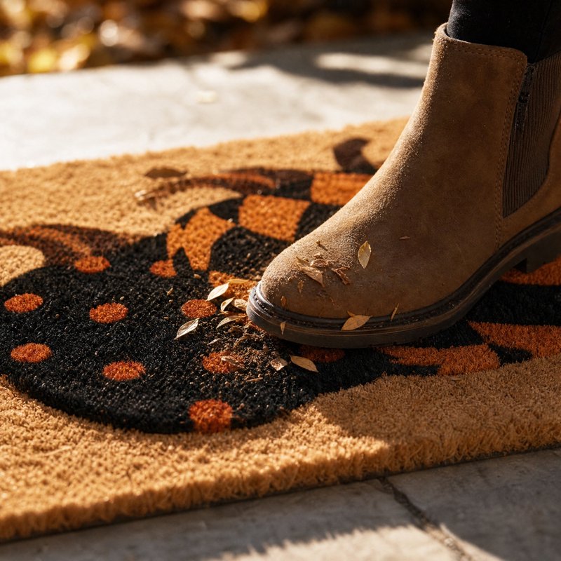 Halloween Door Mat Outdoor Non-Slip Fall Welcome Rug - Pumpkin Pattern