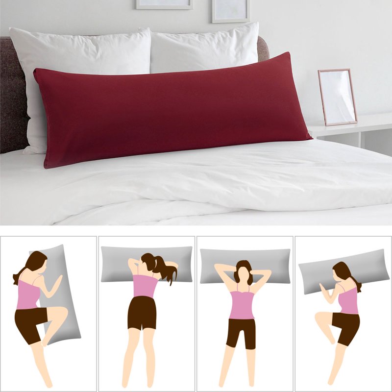 Microfiber Body Pillow Cover 20x54 Burgundy 2-Piece Set