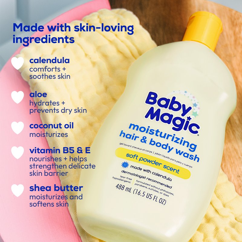 Gentle Tear-Free Baby Hair & Body Wash - 2 Pack, Soft Powder Scent, 16.5 oz