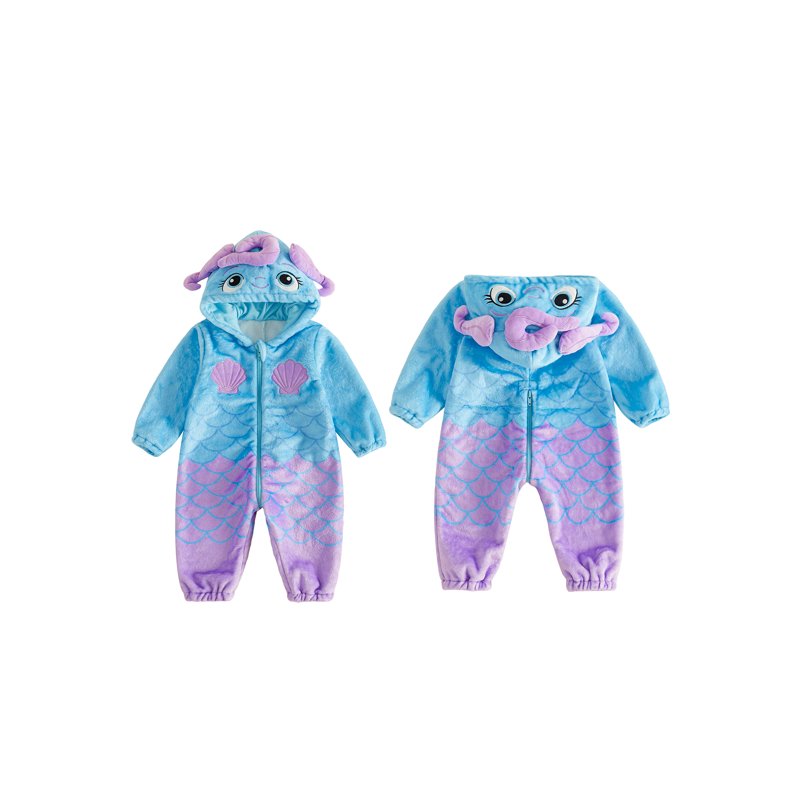 Kids Toddler Mermaid Costume Romper - Blue Purple 3-4 Years Christmas Halloween Cosplay